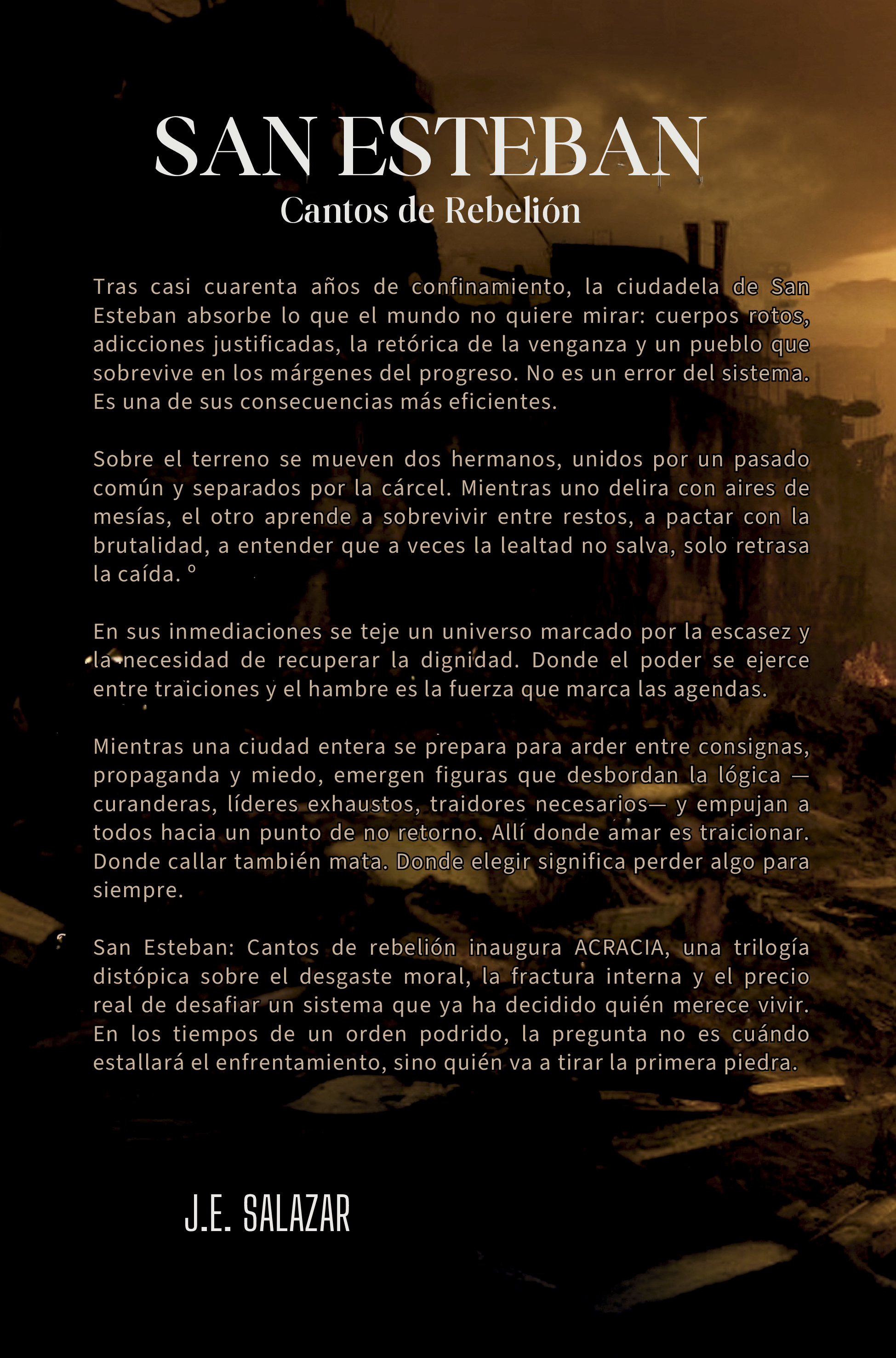 Contraportada de "San Esteban: Cantos de Rebelión"